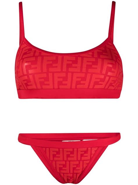 fendi bikini red trim|fendi bathing suits.